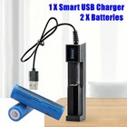 2pcs Rechargeable Li-ion Batteries 3000mah Multipurpose Battery 3 7v usb Charger