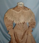 Regal Antique Evening  Dress Victorian 1890 s Gold Silk Bow   Lace Trims