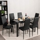 Set Of 6 Dining Chairs Kitchen Restaurant Cushion High Back Metal Leg Black