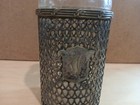 Antique Vintage Watrous Mfg Co Silver Filigree Glass Decanter Bottle Cage 0309