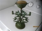 Antique Victorian Green Cast Iron Sewing Pin Cushion Thread Spool Holder   rare