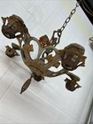 Antique Art Deco Cast Metal 5 Bulb Ceiling Light Needs Rewired And Tlc