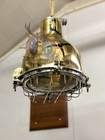 Vintage Original Solid Brass Marine Ship Ceiling Old Pendant Light - Set Of 2
