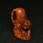 1 Inch Signature Hand Carved Boxwood Netsuke Tiger Figure Old Gift Collectable