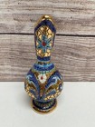 Vintage Decorato A Mano In Oro Zecchino Italian Mosaic Pitcher 5  Gold Aqua Blue