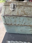 Vintage Jc Higgins Metal Tackle Tool Box Fold Out Trays Art Deco Fishing Big