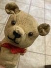 Antique Teddy Bear Straw Filled Glass Eyes Jointed 10 1 2    Needs Tlc