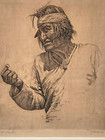  navajo Trader  Original Etching By Wallace Leroy Dewolf 1929 - Signed   Framed