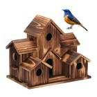 Bird Houses Outside 6 Hole Bird Hanging Birdhouse Wood Craft Tree Pendant