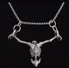 Gothic Biker Skull Pendant Necklace Stainless Steel Chain Crucifixion Captivity