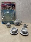 Vintage 9 Piece Miniature Toy Children   s Porcelain Tea Set Rainy Day Duck