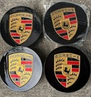 Set Of 4 76mm Black Porsche Center Caps Refinished 911 Cayenne Panamera Cayman