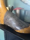 Vintage Antique Wooden Shoe Last  Topped With Hard Tooled Leather  Prop  Decor