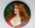 Antique Gentlenam s Pretty Lady Round Pocket Mirror Circa Early 1900   s