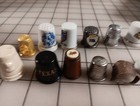 Vintage 12 Piece Lot Of Thimbles Metal Porcelain Ceramic Glass Sewing