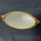Vintage Matson Mirror Tray Gold Ornate Oval Dresser Vanity 18 Inch