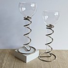Glass Hurricane Candle Holders Silver Spiral Metal Wedding Centerpieces