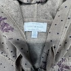 Lucky Brand Hoodie Womens Small Olive Floral Polka Dot Fleece Lined Full Zip