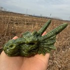 5  Natural Green Jade Hand Carved Dragon Head Quartz Crystal  reiki Healing