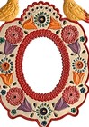 Tin Mirror With Birds  Hand Painted Frame  Mexican Punched Tin  Oval Mirror 13 