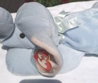 Ty Pillow Pals Squirt With Ear Tag  The Baby Blue Elephant Plush Animal  14  Euc