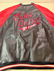 Vintage 1990s Ecko Unlimited Leather Varsity Bomber Jacket Red Black Size L