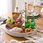 16 9 Inch Round Rattan Tray  Woven Large Serving Tray With Handles  Wicker Servi