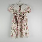 Vintage Kids Q Girls Floral Pink Rose Tapestry   Lace Collar   Hem Dress Size 8
