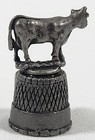 Vintage Iowa State Flag  Cow Pewter Souvenir Thimble