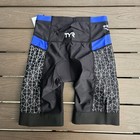 Tyr Men s Boys 9  Competitor Tri Triathlon Short - Black   Blue- Size  Xs  New
