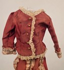 Victorian 19th C Fashion Doll Bustle Dress W Lace   Ribbon Trims