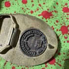 The Great American Buckle Collection Oregon Mule Tail Deer Brass Buckle 1 5in