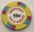 Deerfoot Inn   Casino  0 50 Chip Calgary Alberta Canada Yellow Fuchsia Blue 2005
