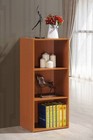 Cube 3 Tier Wooden Bookcase Bookshelf Storage Shelf Unit Display Stand Brown