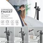 Free Standing Tub Faucet Matte Black Floor Mounted Tub Filler Faucet Brass New