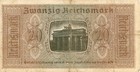 Currency Germany 1940 Ww2 Fascism War Era 20 Reichsmark Zwanzig Circulated Worn 
