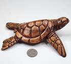 Hand Carved Wood Sea Turtle Figurine 6 5  Long