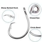 50 100pcs Stainless Steel Tuna Circle Hook Big Game Sea Fishing Hook 8 0-14 0
