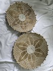 Boho Woven Wall Basket Decor Set Of 2 Seagrass Flower Hanging Art 20  16  Large