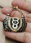  purse Hand Bag  Black Rhinestone Crystal Keychain Keyring Sparkling Bag Charm