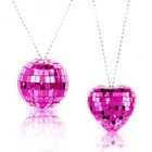 2 Pack Heart Car Disco Ball Hanger - Mirror Disco Ball Decor And Party Hot Pink