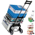 Portable Collapsible Aluminum Luggage Trolley Hand Truck - 170lbs Capacity Black