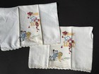 2 Vintage Kitchen  embroidered Dog Cat Bar Tea Dish Towels Romeo   Juliet Flower
