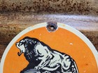 Vintage Lion Porcelain Sign Old Motor Oil Naturalube Fuel Gasoline Advertising