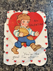 Lot Of 10  Vintage Valentine Cards  Used  Kid  Cow  Bowling  Kitten  Red