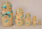 Vtg Russian Wooden Matryoshka Stacking Nesting Dolls Set Of 5 1993 Artist Signed