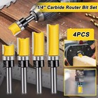 4pcs 1 4   Shank Top Bearing Flush Trim Carbide Router Bit Set Milling Cutter Us