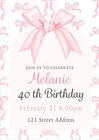 Digital Pink Ribbon Bow Coquette Birthday Party Invitation Personalized Texts 1
