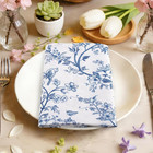 Chinoiserie Bird Branch Napkins  18  18 Inch Vintage Blue Dinner Cloth Napkins Se