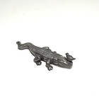 Vintage Pewter Image Alligator Bird Mini Figurine Silver Metal 2  Long Animal